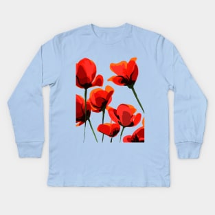 Poppy flowers illustration Kids Long Sleeve T-Shirt